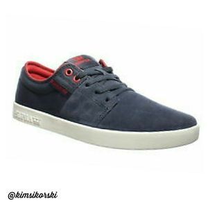 NEW Supra Stacks II Skateboarding Shoes Navy/Red‎ 9